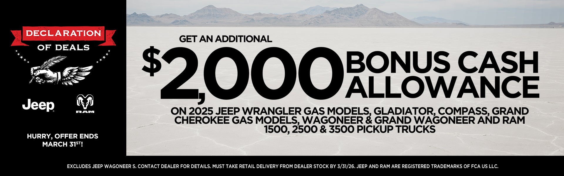 $2000 Bonus Cash Allowance